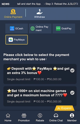 Step 1: Select the PayMaya payment method.